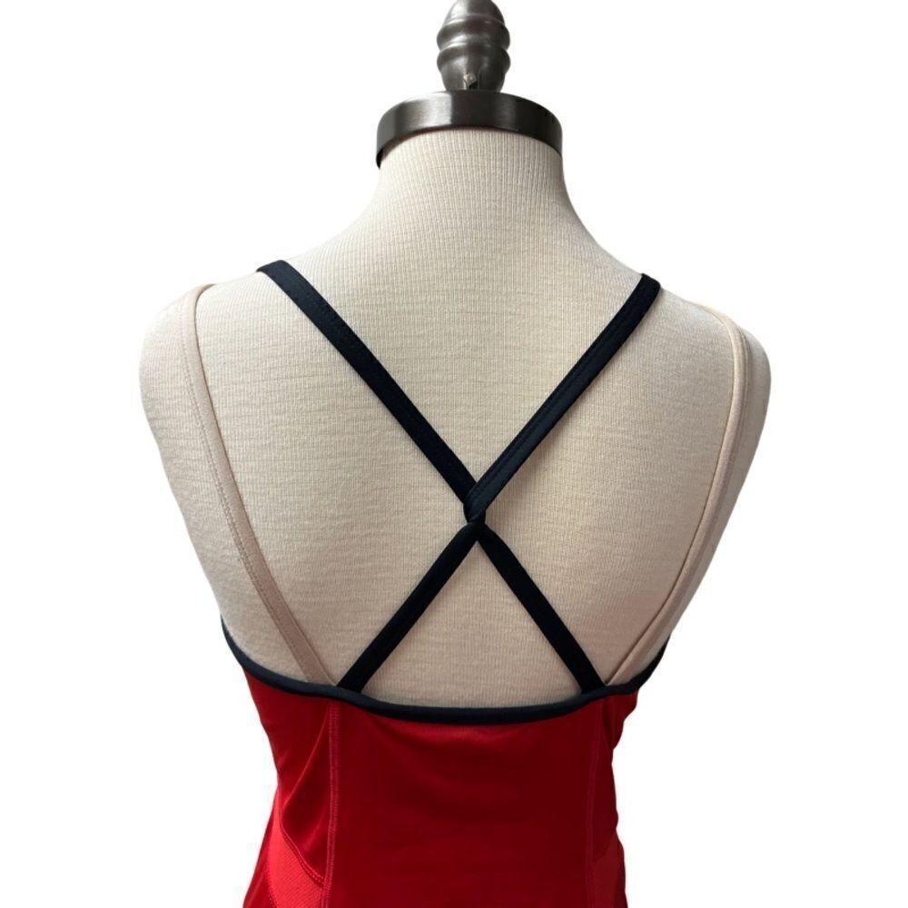 K-SWISS Activewear Tennis Tank Women’s SZ Small Red Criss-cross Back Bra Shelf - Picture 4 of 11
